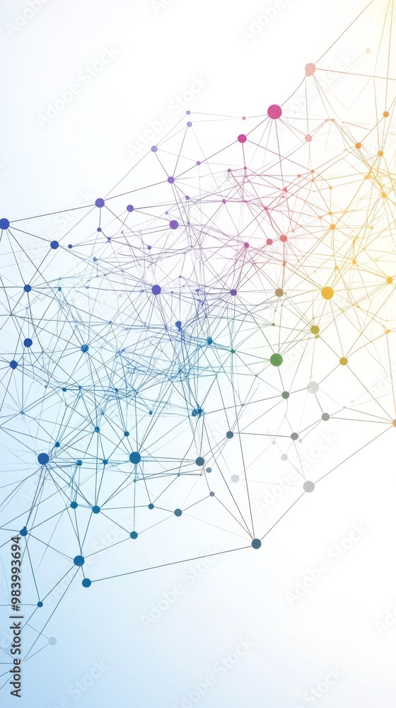 Poster this abstract representation showcases a network of interconnected nodes and lines, illustrating dat