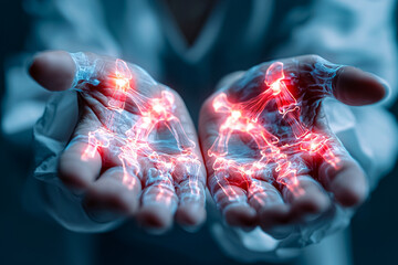 A person holding their hands up in the air. AI Generated