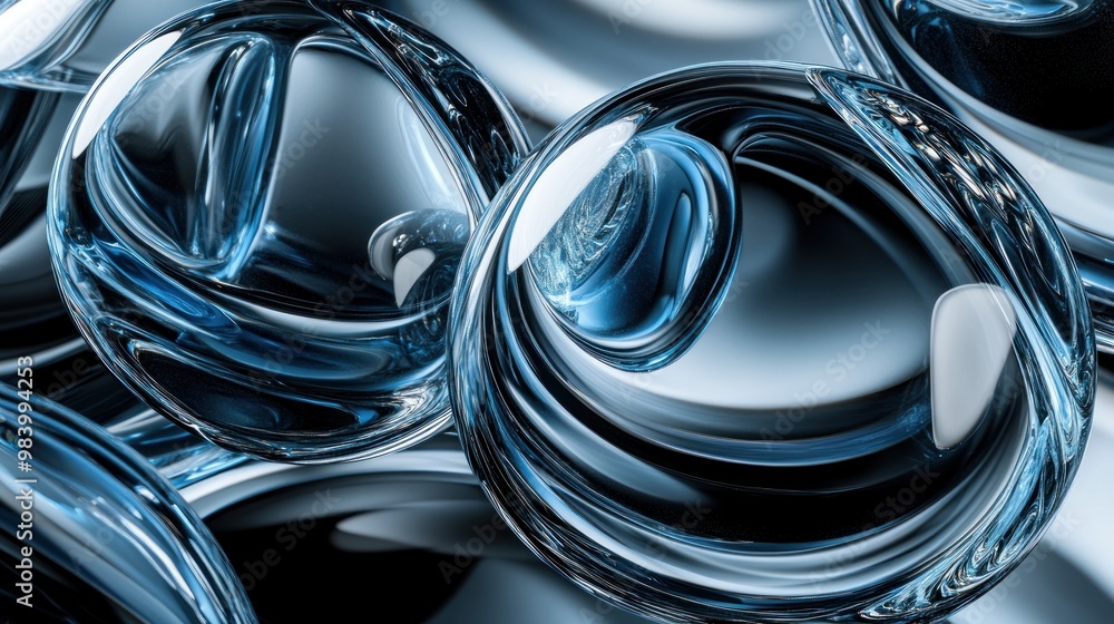 Poster Abstract Blue Glass Spheres