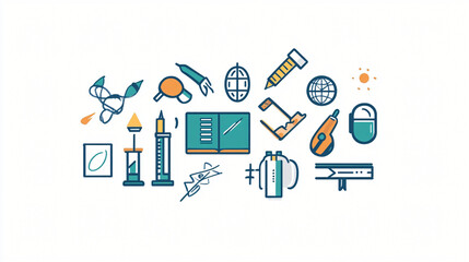 A visual of minimalist education symbols with a clean and professional design.