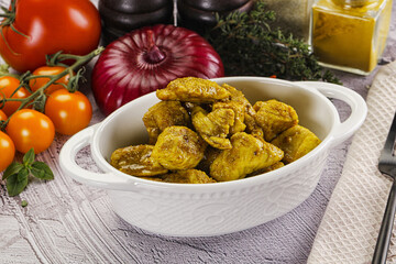Indian cuisine curry chicken fillet