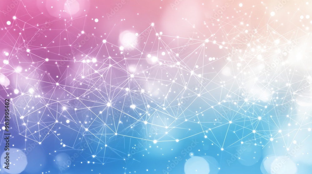 Poster the composition showcases a vibrant gradient background with luminous dots and lines, symbolizing a 