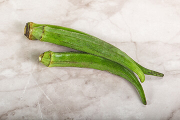 Raw organic natural okra vegetable