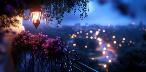 An elegant balcony overlooking a beautiful city park