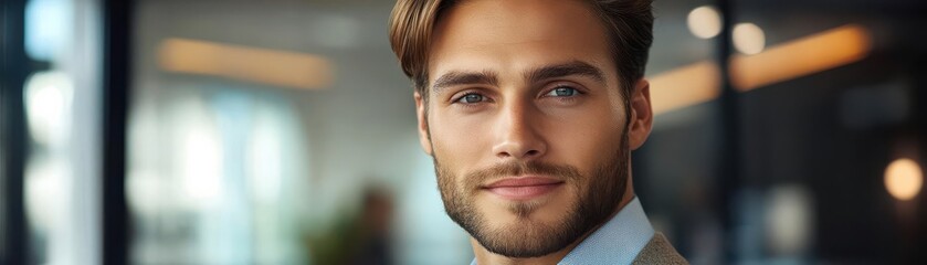 Obraz premium Manager leading risk assessment, office background, mitigation