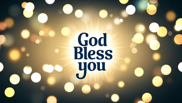 God bless you lettering on blurred lights bokeh background
