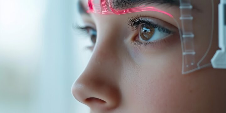 Close-Up of Futuristic Human with Digital Implants: The Evolution of Technology