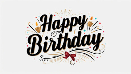 happy birthday typography lettering decorative design on plain white background
