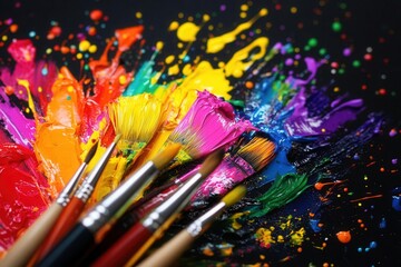 Fototapeta premium Expression of creativity through vibrant art supplies, modern and energetic. [creativity , expression , equipment],