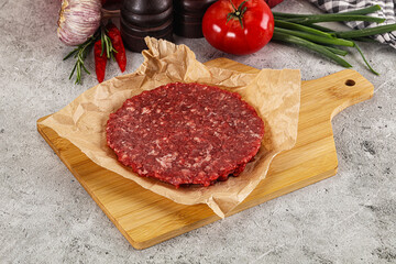 Raw beef burger cutlet minced meat