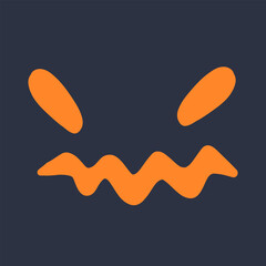 Creepy Halloween face with orange eyes and mouth, perfect for spooky designs. Great for haunted themes, jack o lantern, and autumn celebrations.