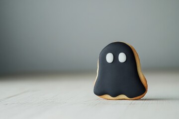 Fototapeta premium A cute black ghost-shaped cookie