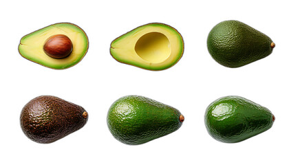  Avocado dall'alto- Sei set di avocado su uno sfondo bianco. Ogni set contiene un avocad_1(42)