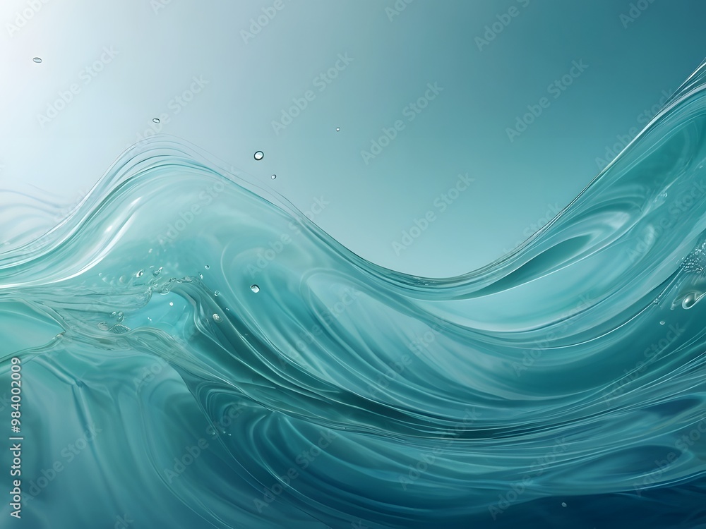 Poster create a background with an abstract water texture featuring waves and splashes in shades of aqua bl