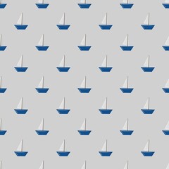 seamless pattern with blue boats