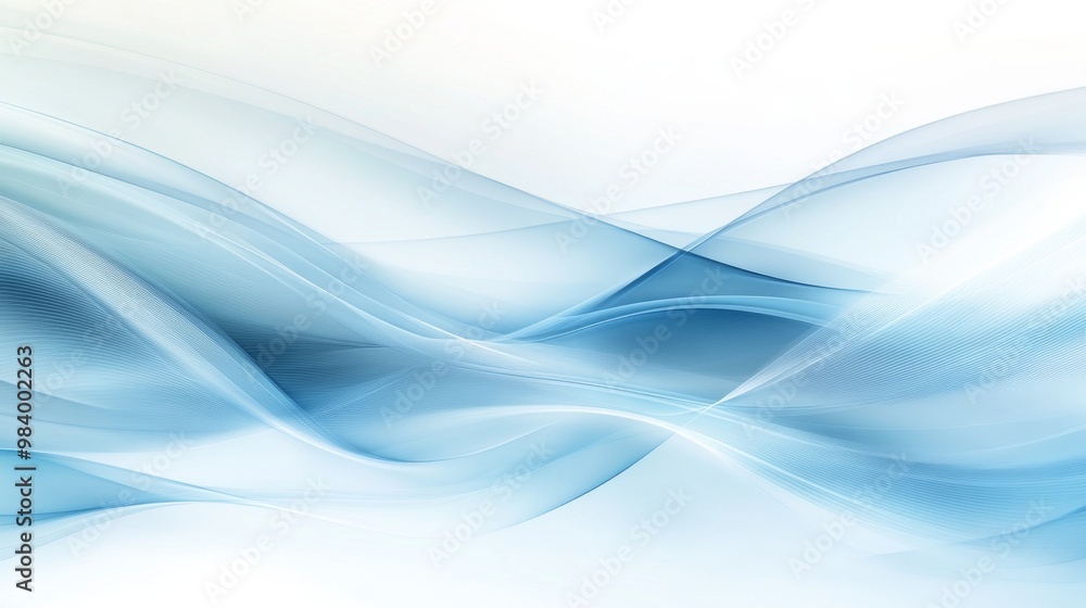 Poster delicate blue waves undulate smoothly against a light backdrop, evoking a sense of calm and tranquil