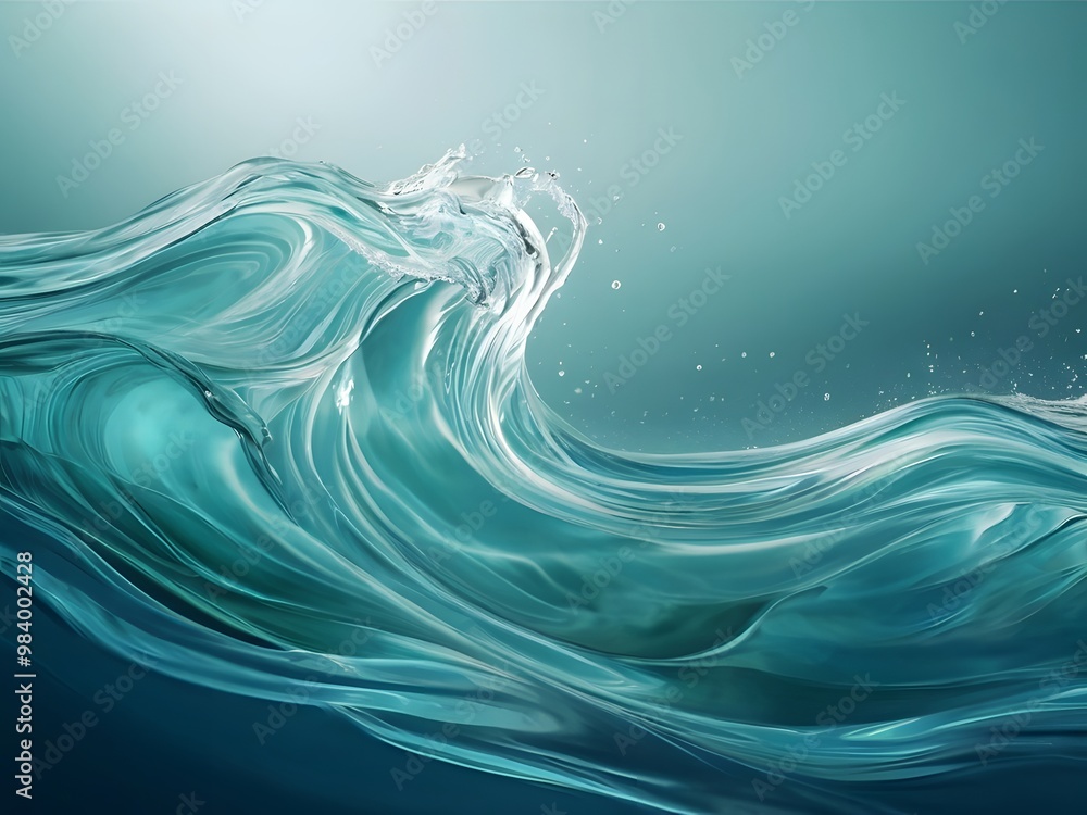 Poster create a background with an abstract water texture featuring waves and splashes in shades of aqua bl
