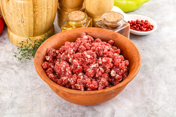 Raw beef minced meat for cooking