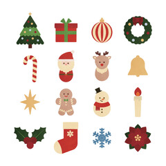 クリスマスの水彩風イラストセット（16種類）