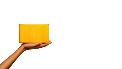 Gesture of holding a container, clean cut-out style, minimalist and clear. [gesture , container , cut-out],  transparent background