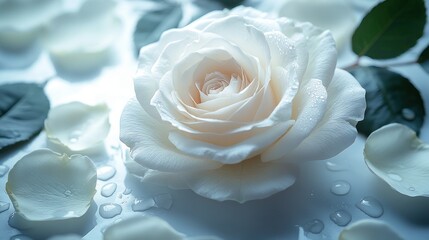 White Rose with Water Drops