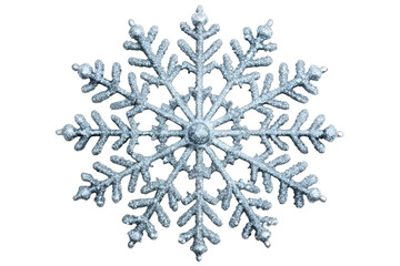 Silver sparkly snowflake decoration close-up