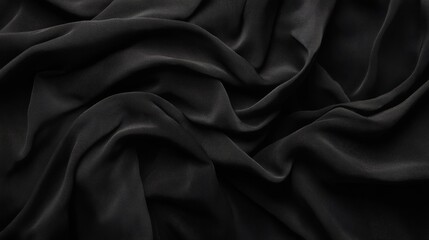 Obraz premium Black fabric texture with soft, detailed folds, minimalistic approach