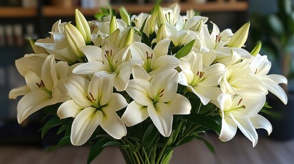 Fototapeta premium Elegant White Lilies Bouquet