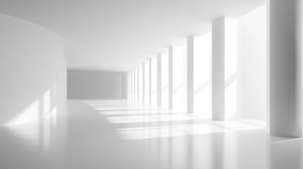 Obraz premium Bright empty white space with smooth lighting,