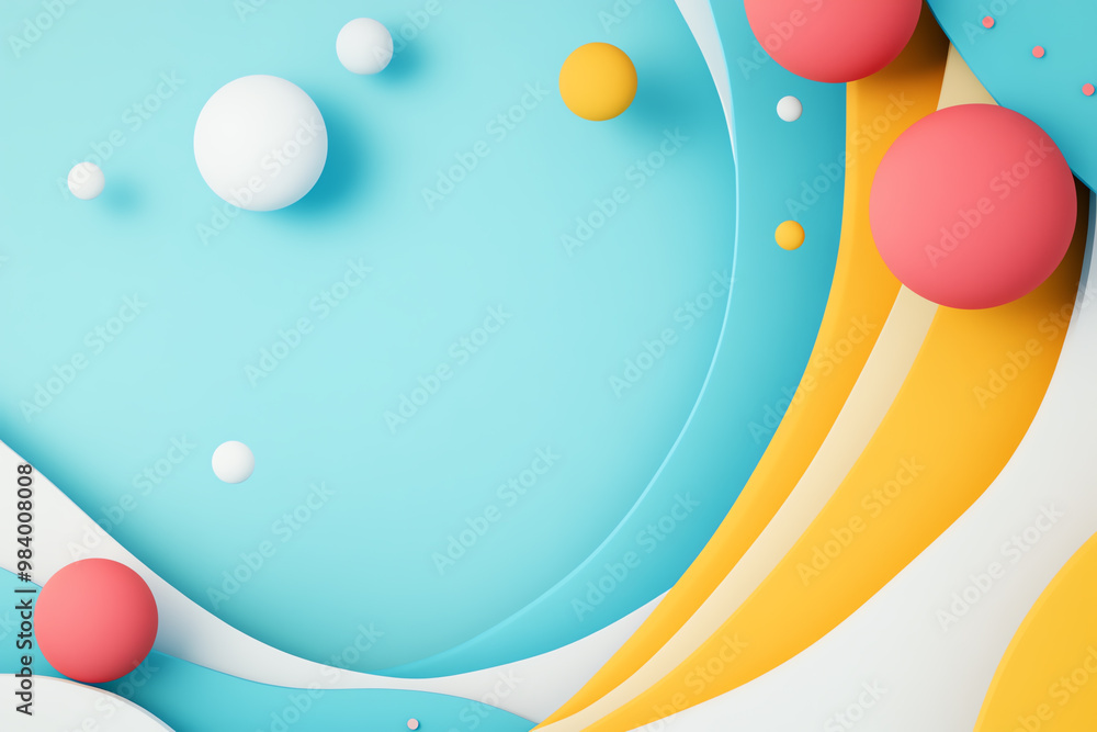 Poster colorful abstract shapes and patterns decorate a smooth background, creating a dynamic visual experi