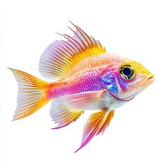Fototapeta premium Bright sea fish, isolate on white, clear texture on fins