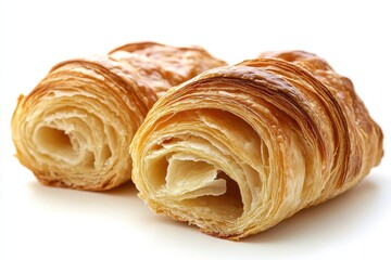 A perfectly baked golden croissant with a flaky and buttery texture