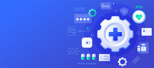 Robotic Process Automation in Healthcare banner illustration