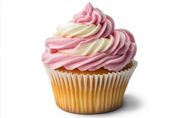 Cupcake with cream on isolate background 