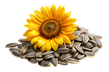 Sunflower seeds close-up isolated on transparent background