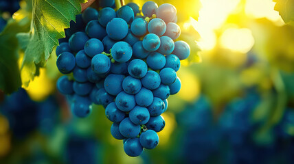 Close Up of Blue Grapes in Sunlight