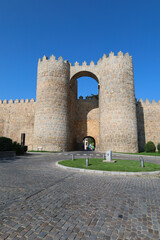 Gate of San Vicente in the walls of Avila city