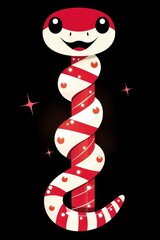 Cute Cartoon Candy Cane Snake