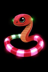 Fototapeta premium Cute Cartoon Snake with Glowing Stripes