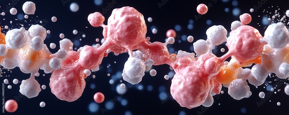 Poster stunning visualization of interconnected molecular structures showcasing vibrant colors and intricat