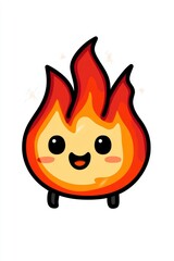 Cute Cartoon Fire Character with Smiling Face