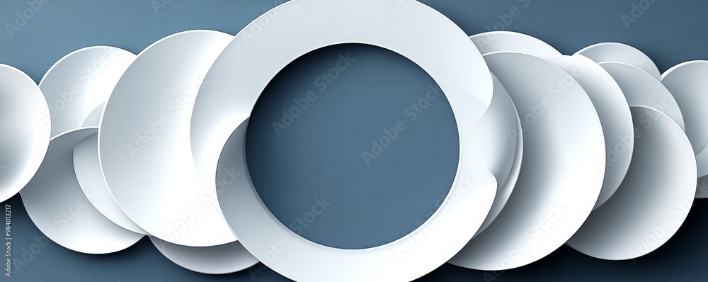 Poster modern abstract design featuring overlapping circles on a blue background, perfect for creative and 