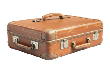 Floating suitcase isolated on transparent background.