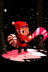 Fototapeta premium Festive Forest Creature with a Sparkling Treat