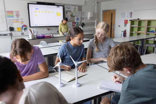 Group of students studying renewable energy