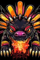 Fototapeta premium Fiery Monster Illustration
