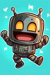 Happy Robot Character Illustration