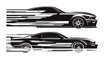 Sport Stripes Vinyl Stickers Set for Racing Vehicle Tuning and Speed Lines - High-Quality Vector Graphics for Customization