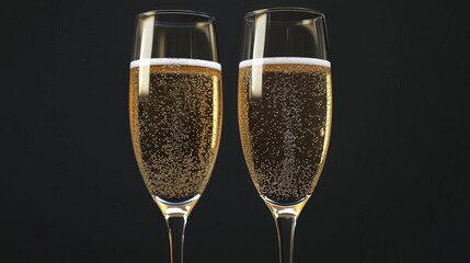 Champagne glasses clinking, Beverage for new year, celebration toast and special event.