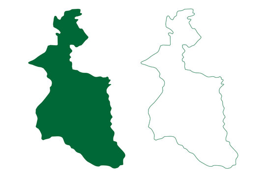 Longleng district (Nagaland State, Republic of India) map vector illustration, scribble sketch Longleng map